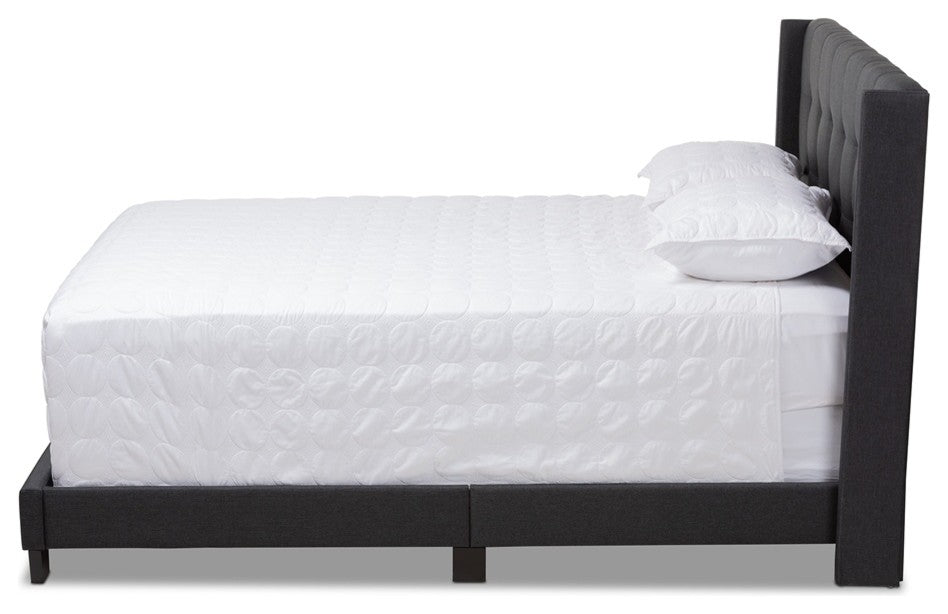 Modern Charcoal Gray Fabric Upholstered King Size Bed