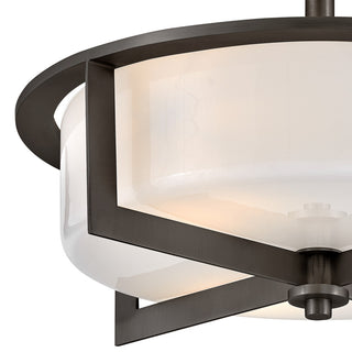 Hinkley 15.25" Baxley Semi-Flush Ceiling Light - Black Oxide + Cased Opal