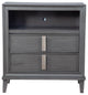 Benzara BM196027 Wooden Media Chest With Two Drawers, Gray