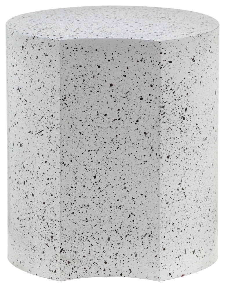 Dimple Terrazzo Pattern Iron End Table, White, 1-Piece: 16"Wx16"Dx18"H