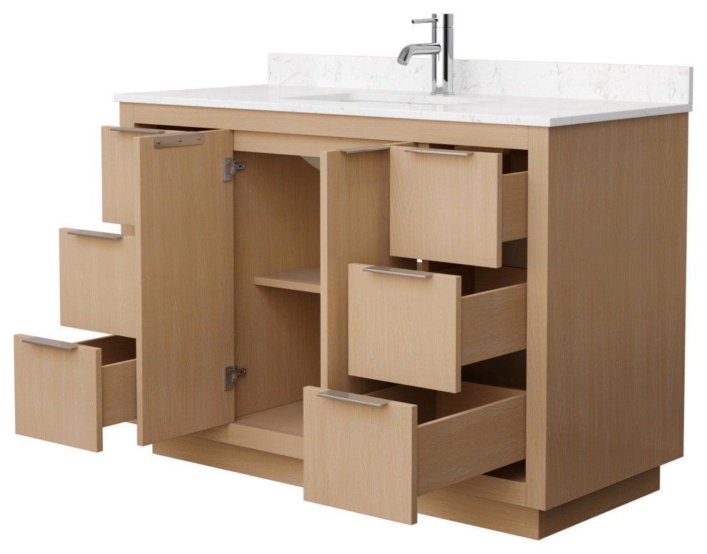 Maroni 48" Light Straw Single Vanity, LV Carrara Cultured Marble Top