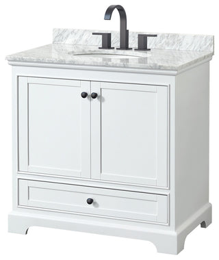 Deborah 36" Single Vanity in White, Top, Oval Sink, Matte Black Trim