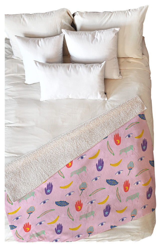 Hello Sayang Wow Pink Fleece Throw Blanket