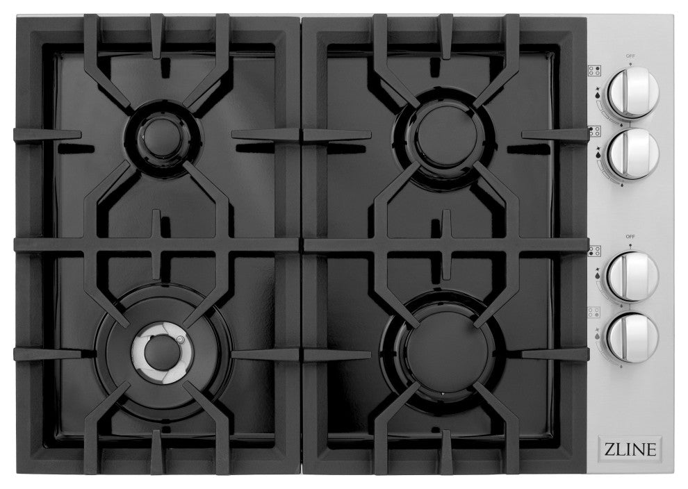 ZLINE 30" Dropin Gas Stovetop with Gas Burners and Black Porcelain Top(RC30-PBT)