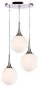 Woodbridge Lighting Alicia 3-Light Pendant Cluster, Nickel, Opal LED
