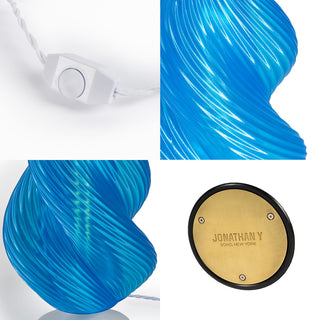 13.5" Coastal Plant-Based PLA 3D Printed Dimmable LED Table Lamp, Blue