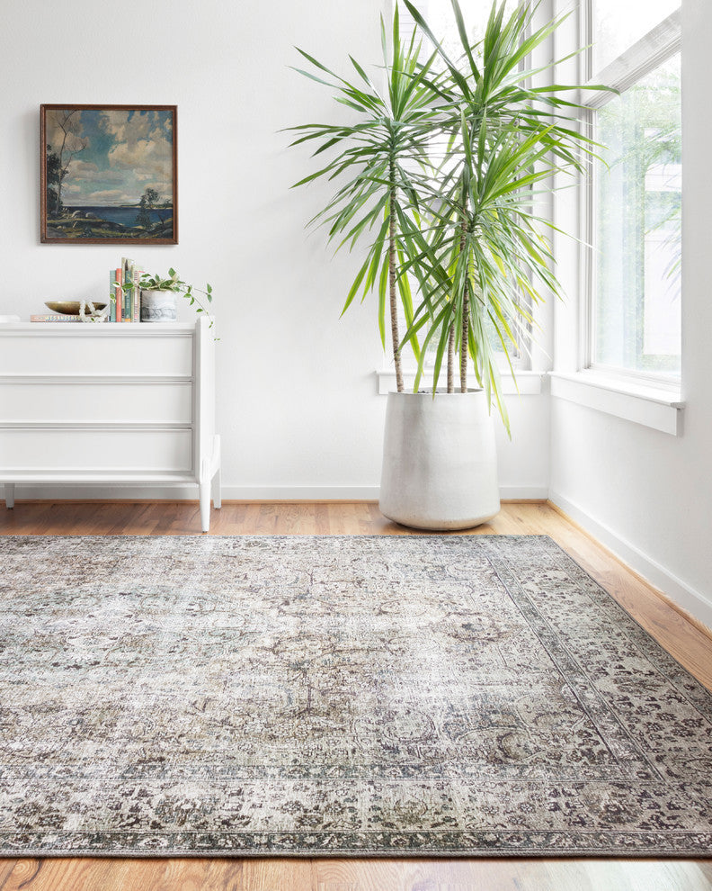Taupe Stone Teal Navy Printed Polyester Layla Area Rug by Loloi II, 3''-6"x5''-6"