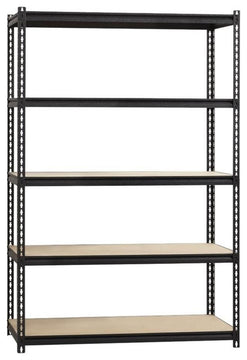 Iron Horse 2300 Riveted Metal Shelving 5-Shelf Unit 18D x 48W x 72H Black