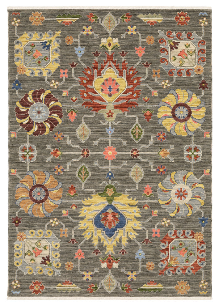 Leoness Floral Puffs Indoor Area Rug, Grey, 6'7" x 9'6"
