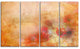 Red and Pink Flowers on Brown, Large Floral Canvas Artwork, 48"x28", 4 Panels