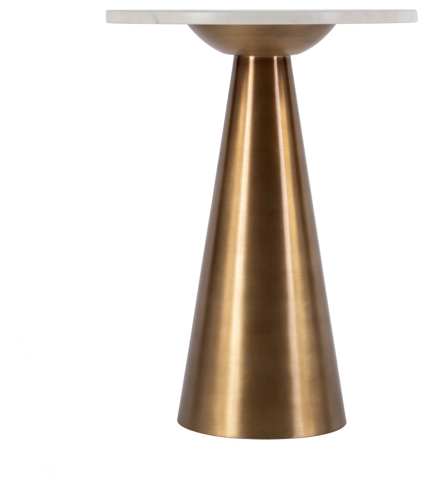 Hallie 15" W Round Marble and Metal Side Table