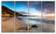 "Looe Cornwall Beach At Sunrise" Modern Beach Wall Art, 4 Panels, 48"x28"