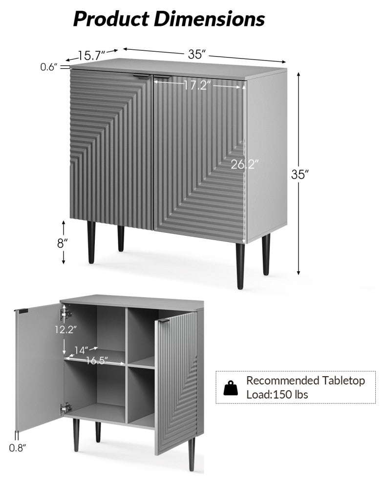 Burkart 2-Door Accent Cabinet, Grey