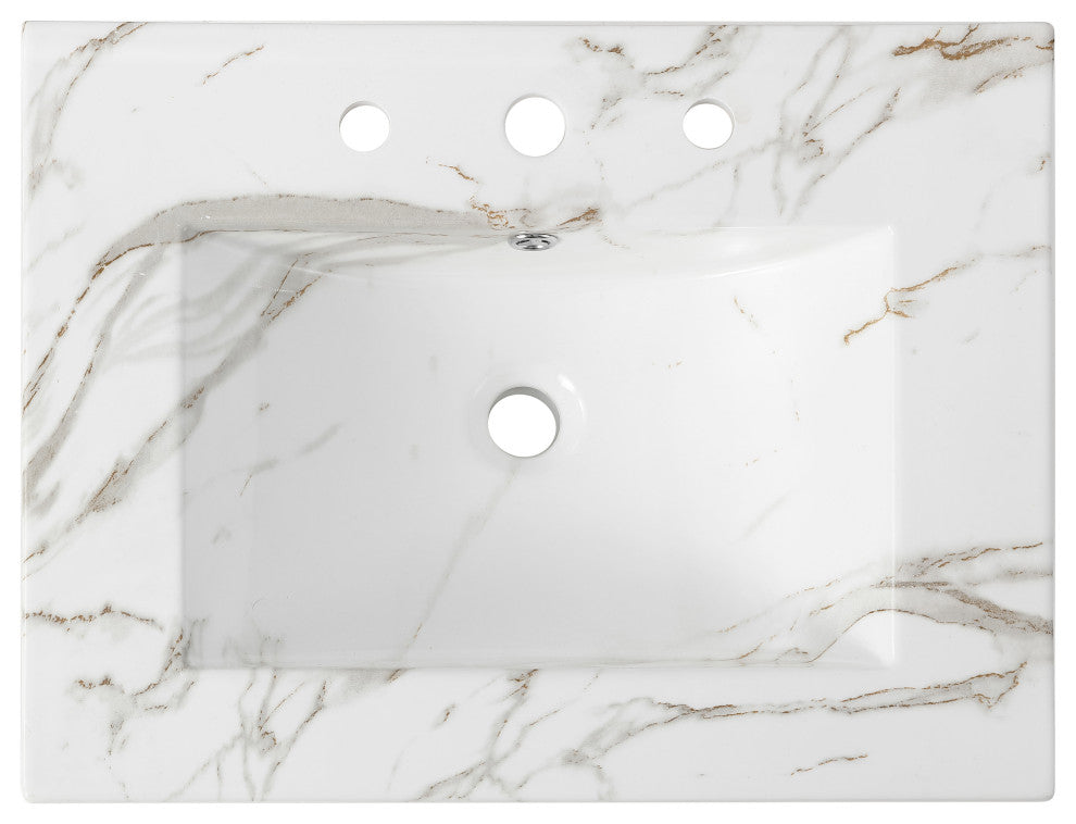 Ancillary 3-Hole Contemporary Rectangular Ceramic Single Sink Basin Vanity Top