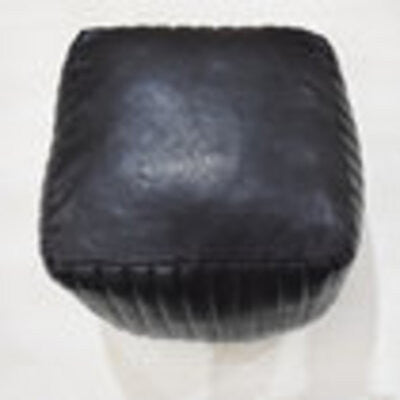 Poufs-Solid Handmade Goat Leather Pouf, Recycled Cotton Fill, Black, 14x14x14