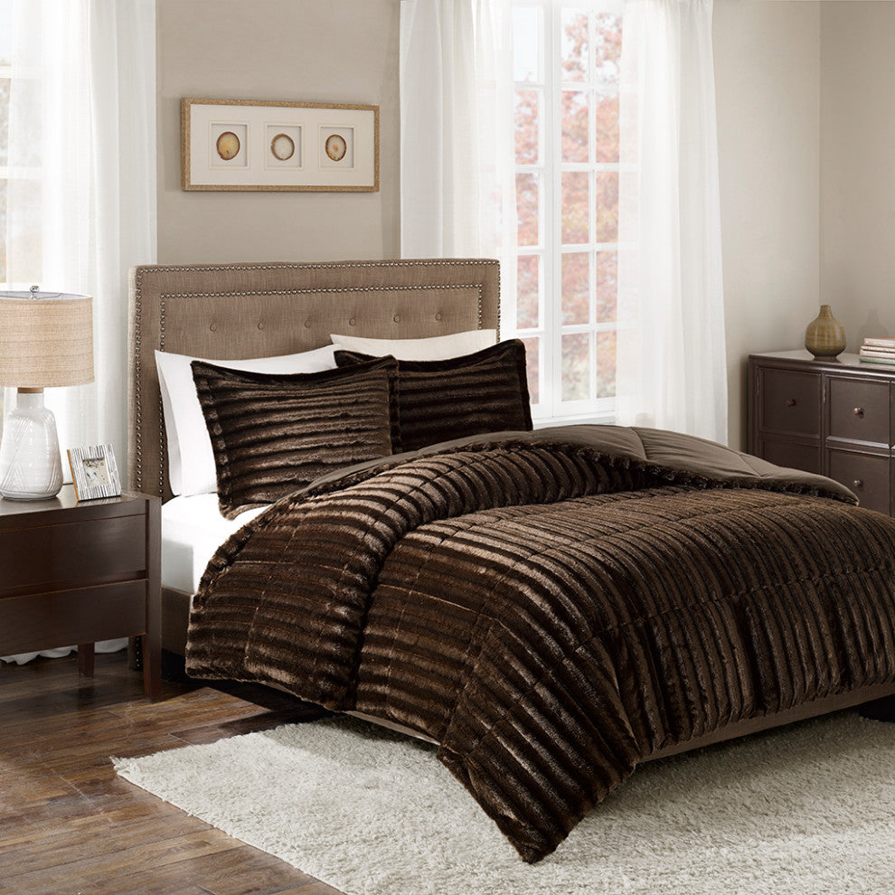 Madison Park Duke Dux Faux Fur 3-Piece Comforter Mini Set