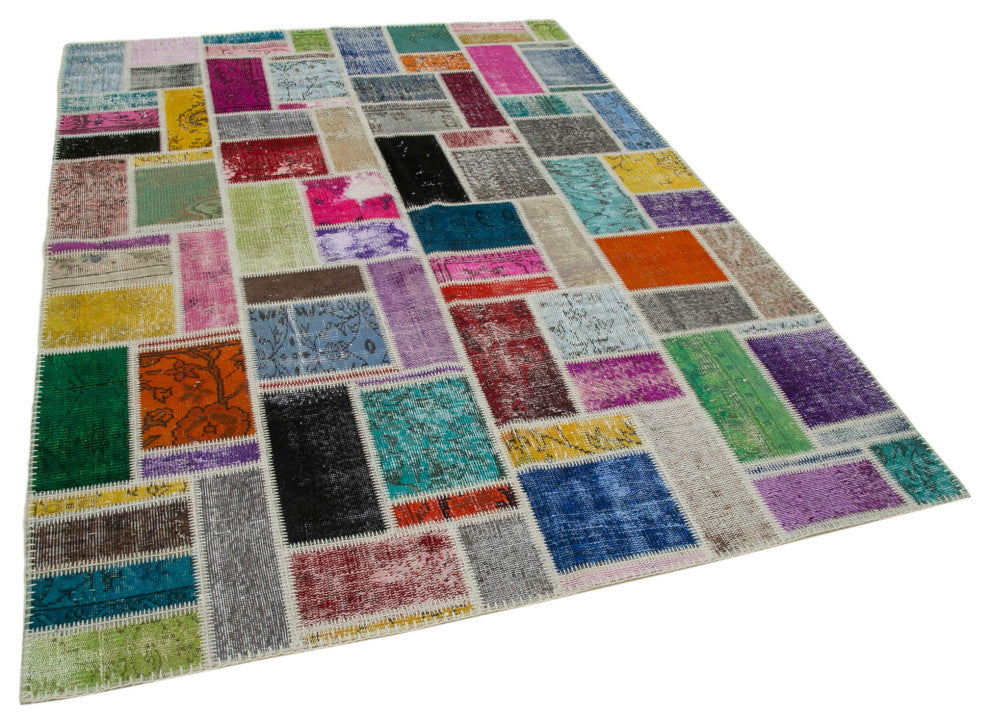 Rug N Carpet - Hand-Knotted Turkish 5' 8" x 7' 10" Unique Patchwork Area Rug