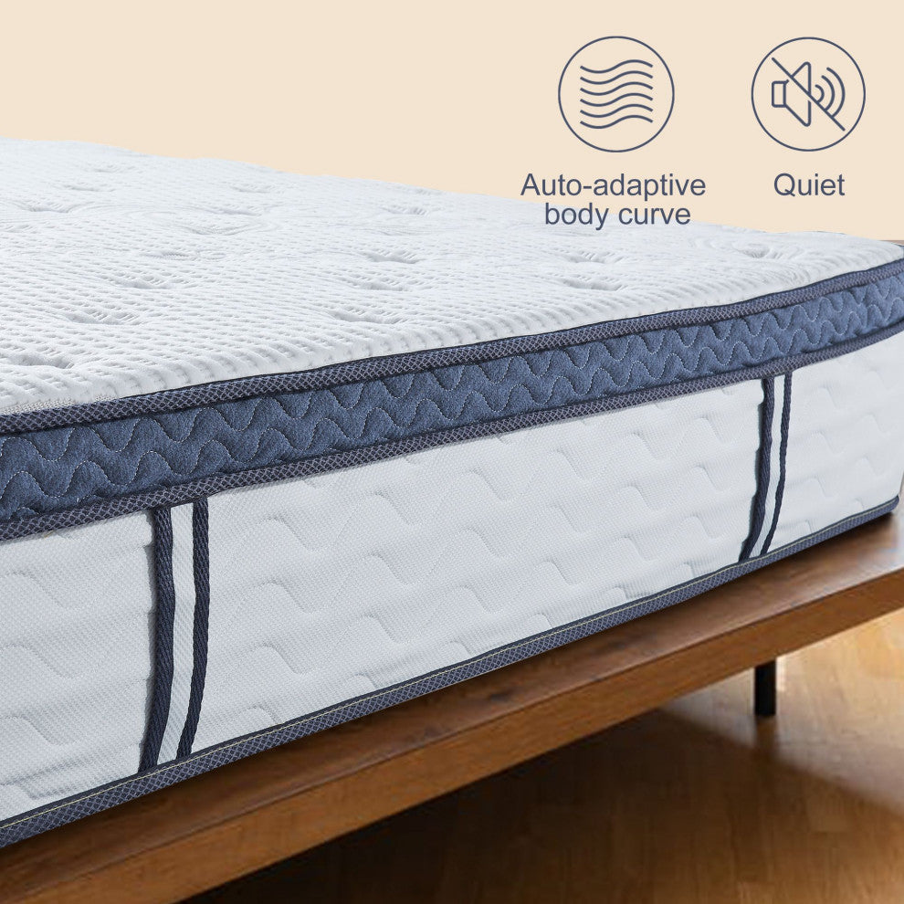 Comfortable 12" Plush Memory Foam Euro Top Hybrid Quilted-Top Mattress, Full
