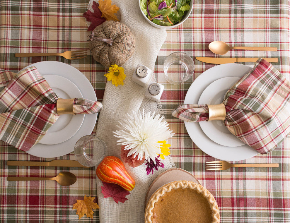 Give Thanks Plaid Tablecloth 70 Round