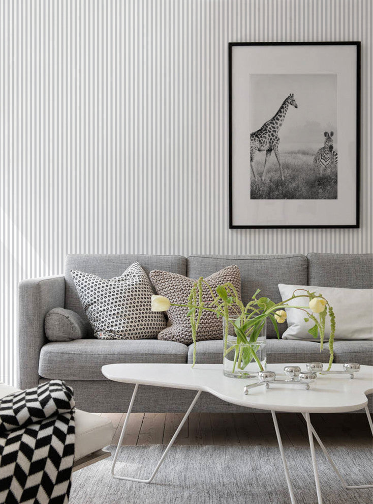 Thin Vertical Stripes Peel and Stick Vinyl Wallpaper, 24"x60"