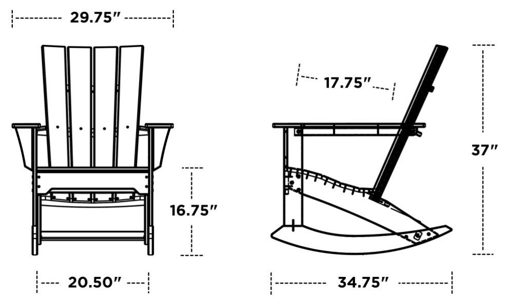 Polywood Quattro Adirondack Rocker, Lemon
