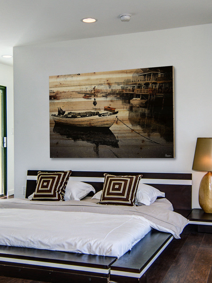 "Still Dock" UV Ink Print on Natural Pine Wood, 36"x24"