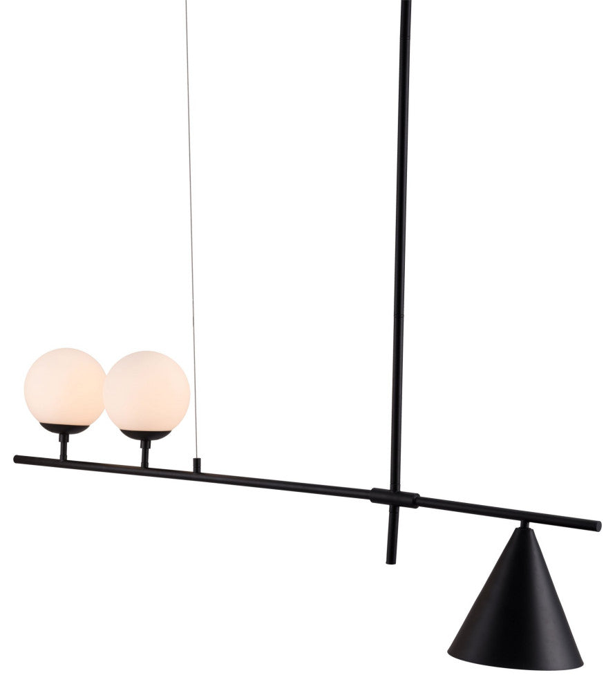 Pendant Ceiling Light Fixture, Glass, Steel Metal, Black, Kitchen LoungeLobby