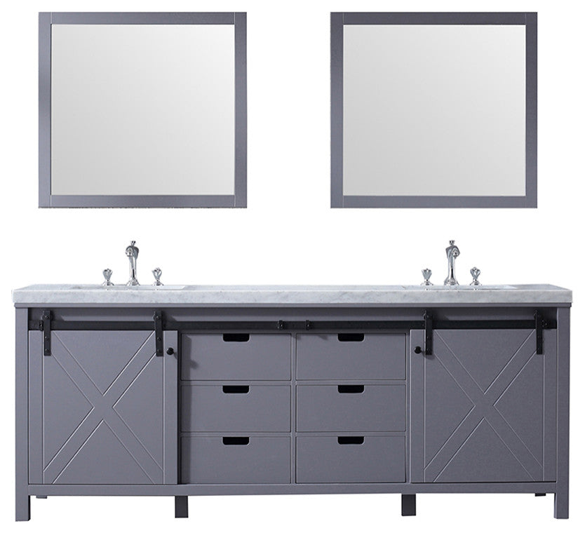 Marsyas Transitional Dark Grey 84" Double Vanity Set