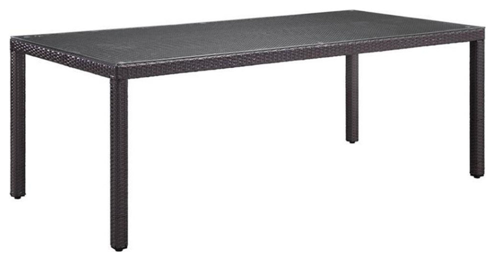Hawthorne Collection 82" Glass Top Patio Dining Table in Espresso