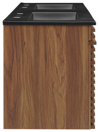Render 48" Wall-Mount Bathroom Vanity, Walnut Black