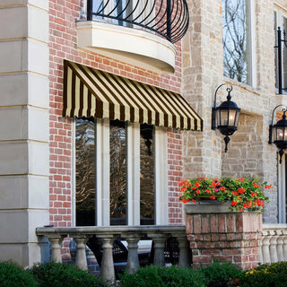 Awntech 6' San Francisco Acrylic Fabric Fixed Awning, Brown/Tan Stripe