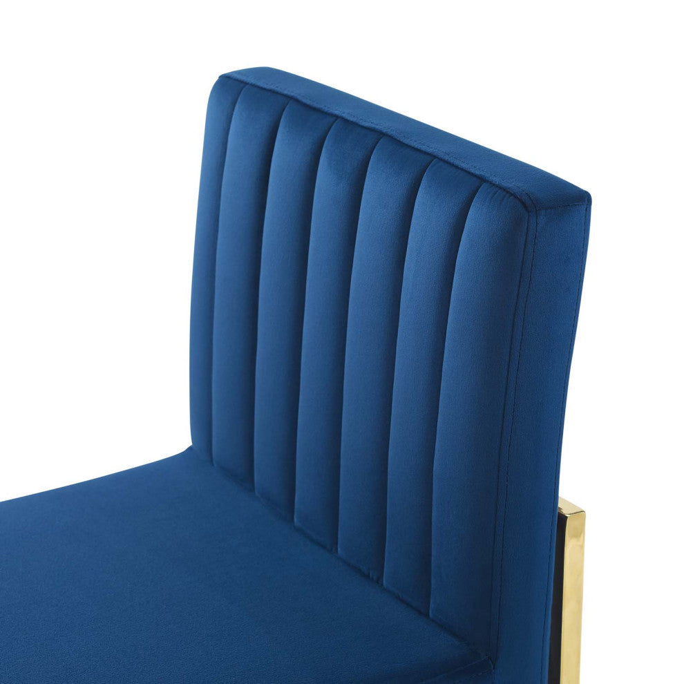 Carriage Dining Chair Performance Velvet Set of 2-Gold Navy