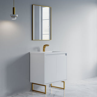 Dello 30" Single Bathroom Vanity Set With Rectangle Legs, White