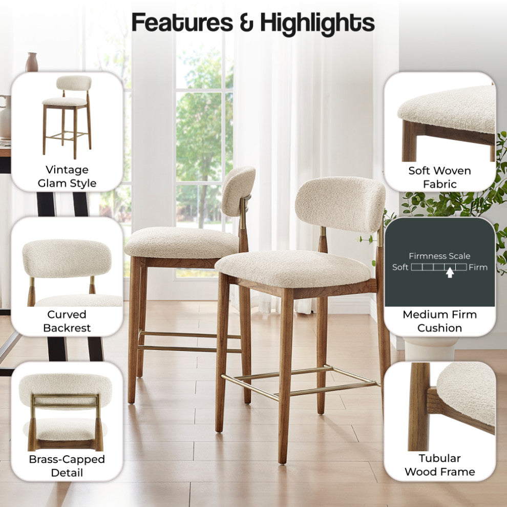 Verna Fabric Counter Stool, Palladian Beige