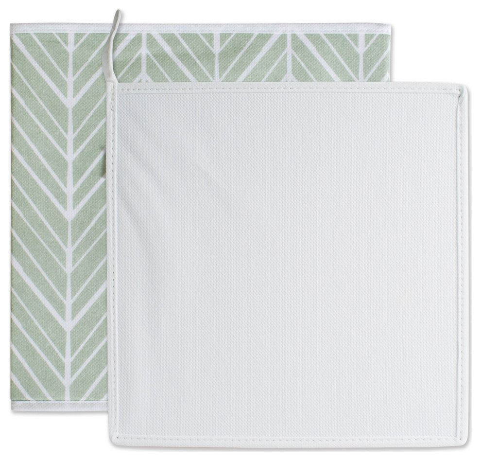 Nonwoven Polyester Cube Herringbone Mint Square 11"x11"x11", Set Of 2