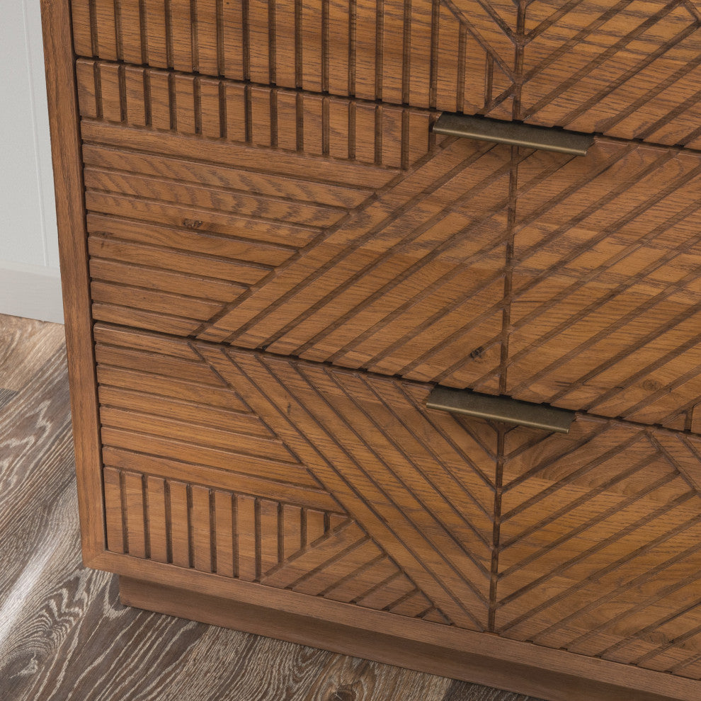 Santa Clara 6-Drawer Wood Dresser, Oak Golden
