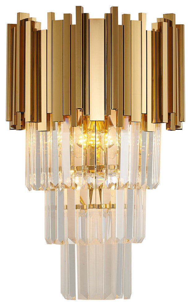 Clear Crystal Drops Wall Sconce, Gold