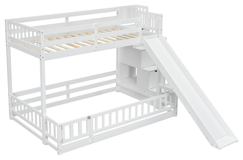 Gewnee Twin Over Full Bunk Bed with Slide