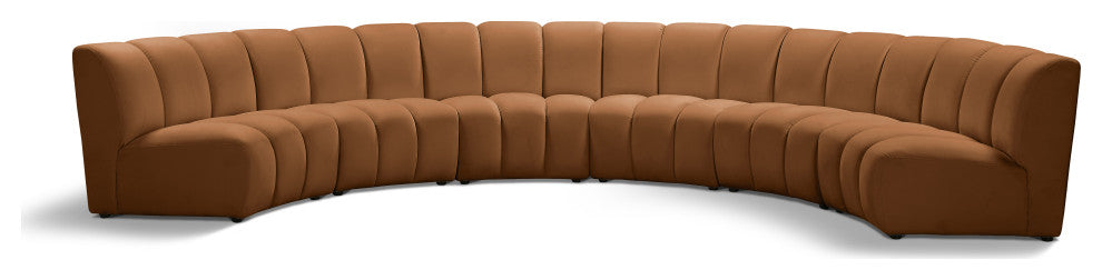 Infinity Channel Tufted Velvet Modular Chair, Saddle, 6 Piece
