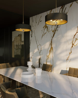 Celine Pendant 18" Black Finish, Black/Gold Shade