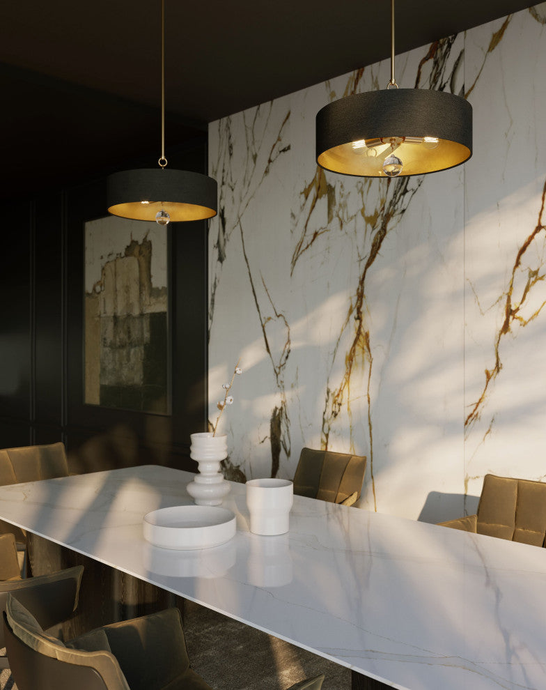 Celine Pendant 18" Black Finish, Black/Gold Shade