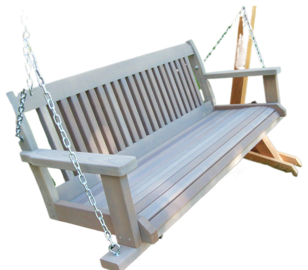 Cabbage Hill Porch Swing, Cedar Tone, Gray Wash, 4'