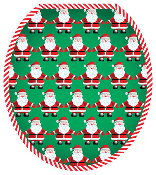 Santa Line Dancing Toilet Tattoos Seat Cover, Vinyl Lid Decal, Holiday Bathroom, Round