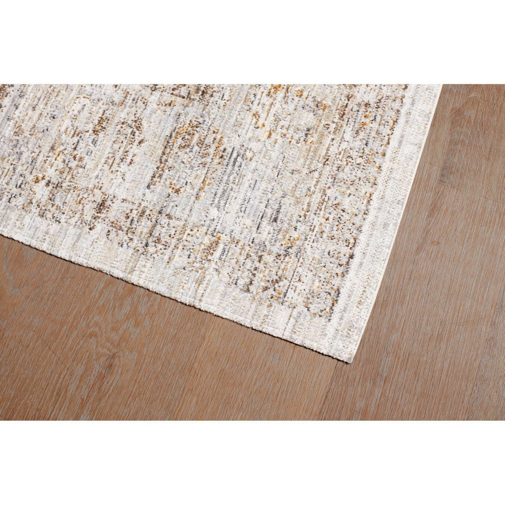 Ava Distressed Arabesc Area Rug - Silver, 5'x7'6"