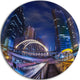 Modern Bridge Cityscape, Photography Disc Metal Artwork, 11"