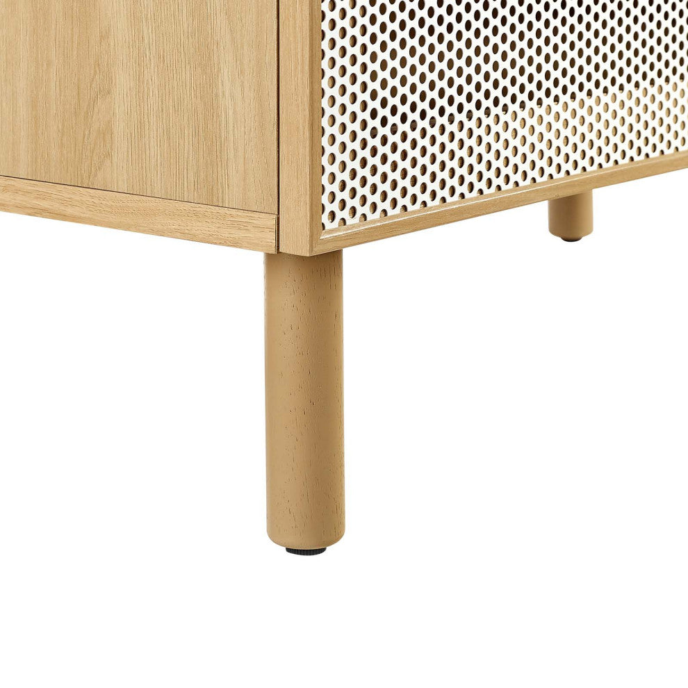 Calla 36" Perforated Metal Bathroom Vanity - White Oak