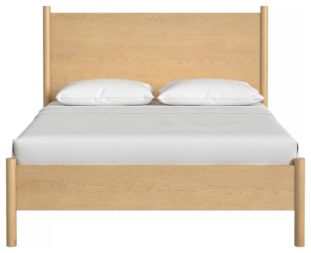 Lennon Rounded Leg Bed, Light Brown, Queen