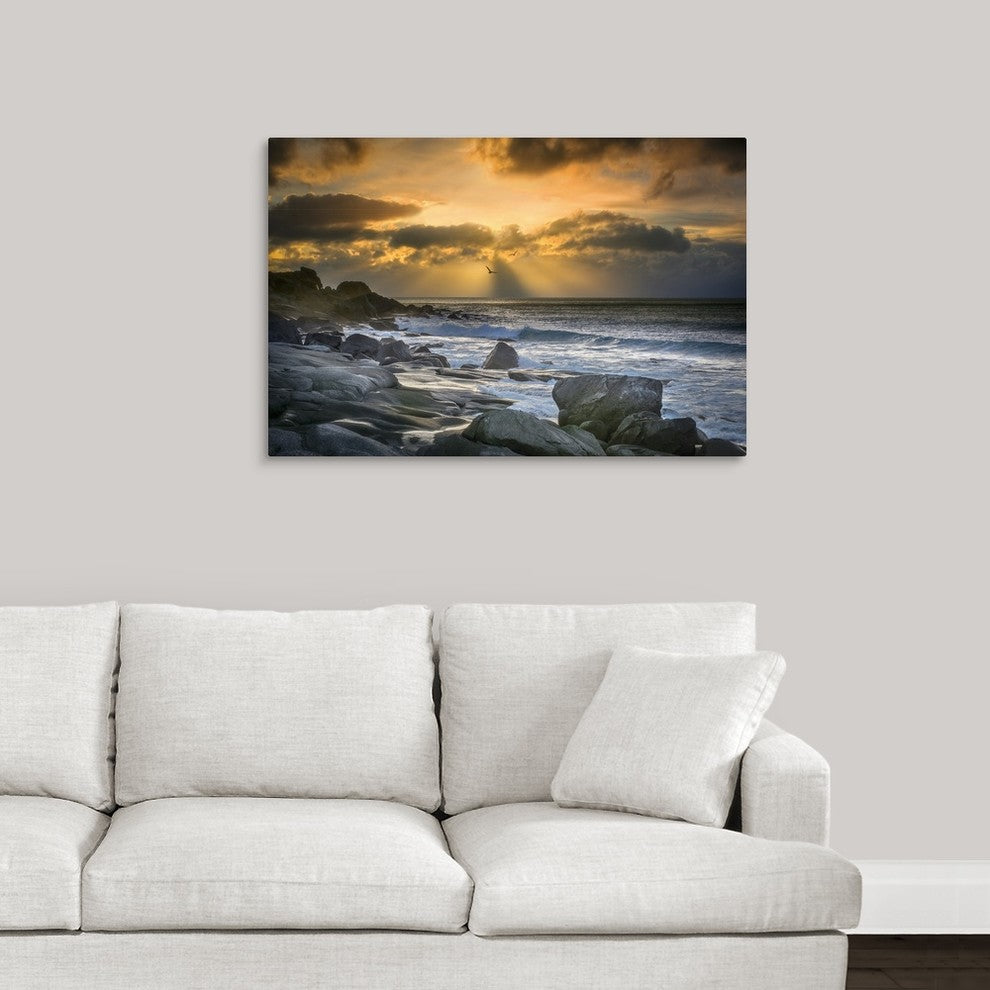 "Lofoten Beach And Stones" Wrapped Canvas Art Print, 36"x24"x1.5"