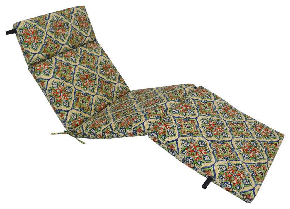 72"X24" Polyester Outdoor Chaise Lounge Cushion, Splendor Festive