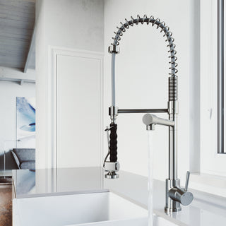 VIGO Zurich 27" H Single Handle Pull-Down Sprayer Kitchen Faucet, Stainless Steel, Without Extras